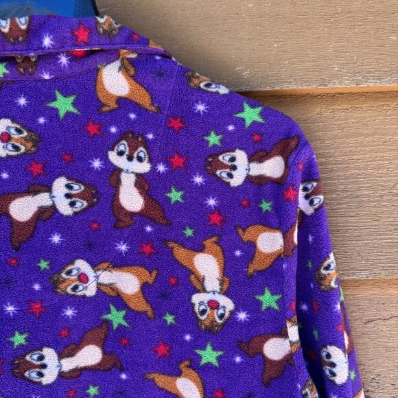 Disney Chip & Dale Womens Purple Fleece Button-Up Pajama Top L - Picture 12 of 12